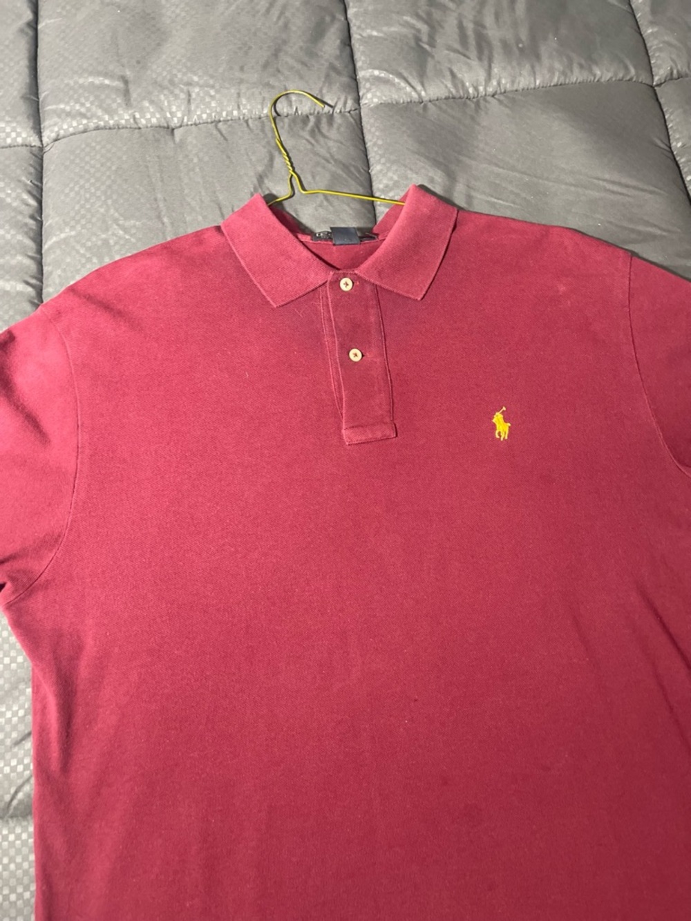 Ralph Lauren Men’s Polo Shirt - Deep Wine with Yellow Pony - Picture 2 of 4